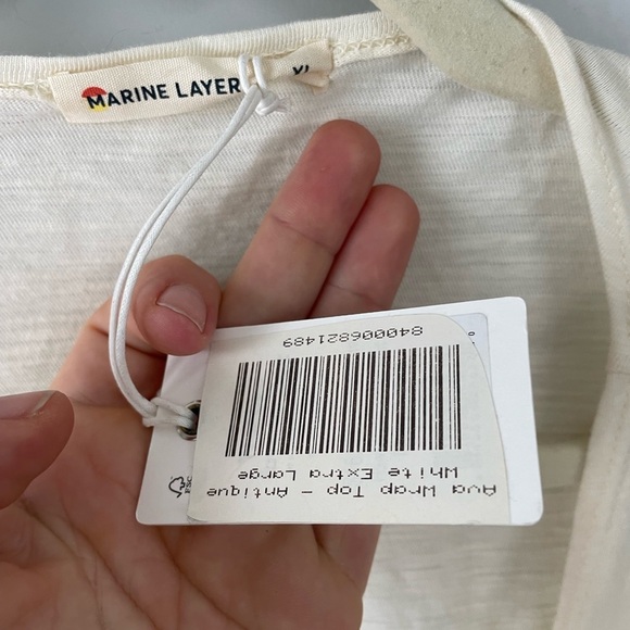 NWT Marine Layer, women’s XL, Ava wrap top in antique white flare sleeve cotton - Picture 4 of 5